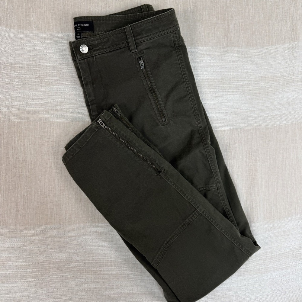 Banana Republic High Waist Women's Skinny Ankle Zip Pants Sz 10 Utility Green - Picture 10 of 10